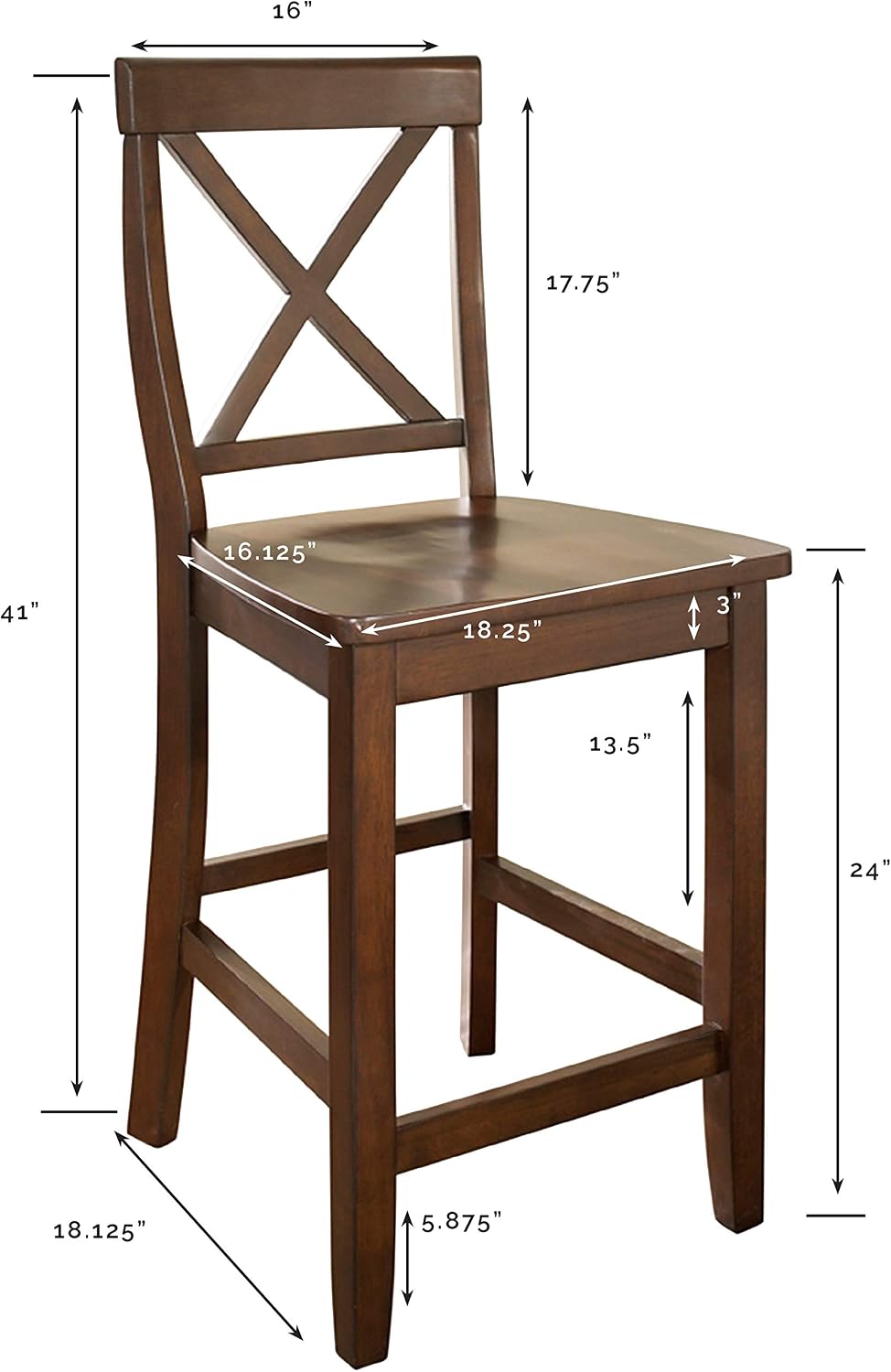 Crosley Furniture X-Back Wood Counter Stools, Set of 2, 24"