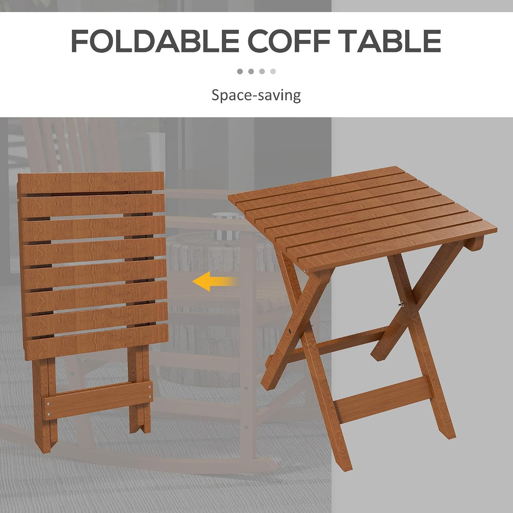 Outsunny Outdoor Rocking Chair Set of 2 with Side Table for Patio Teak