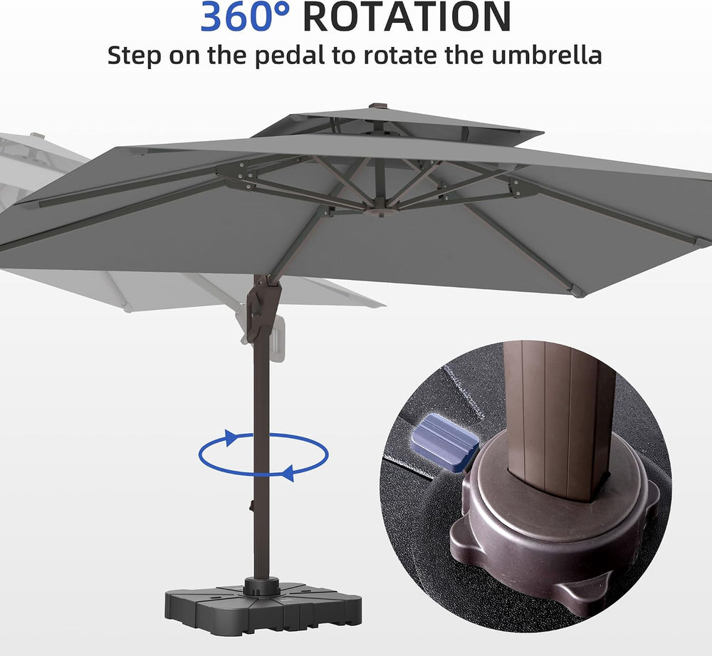 10 X 13 FT Cantilever Outdoor Patio Umbrella with Base Included