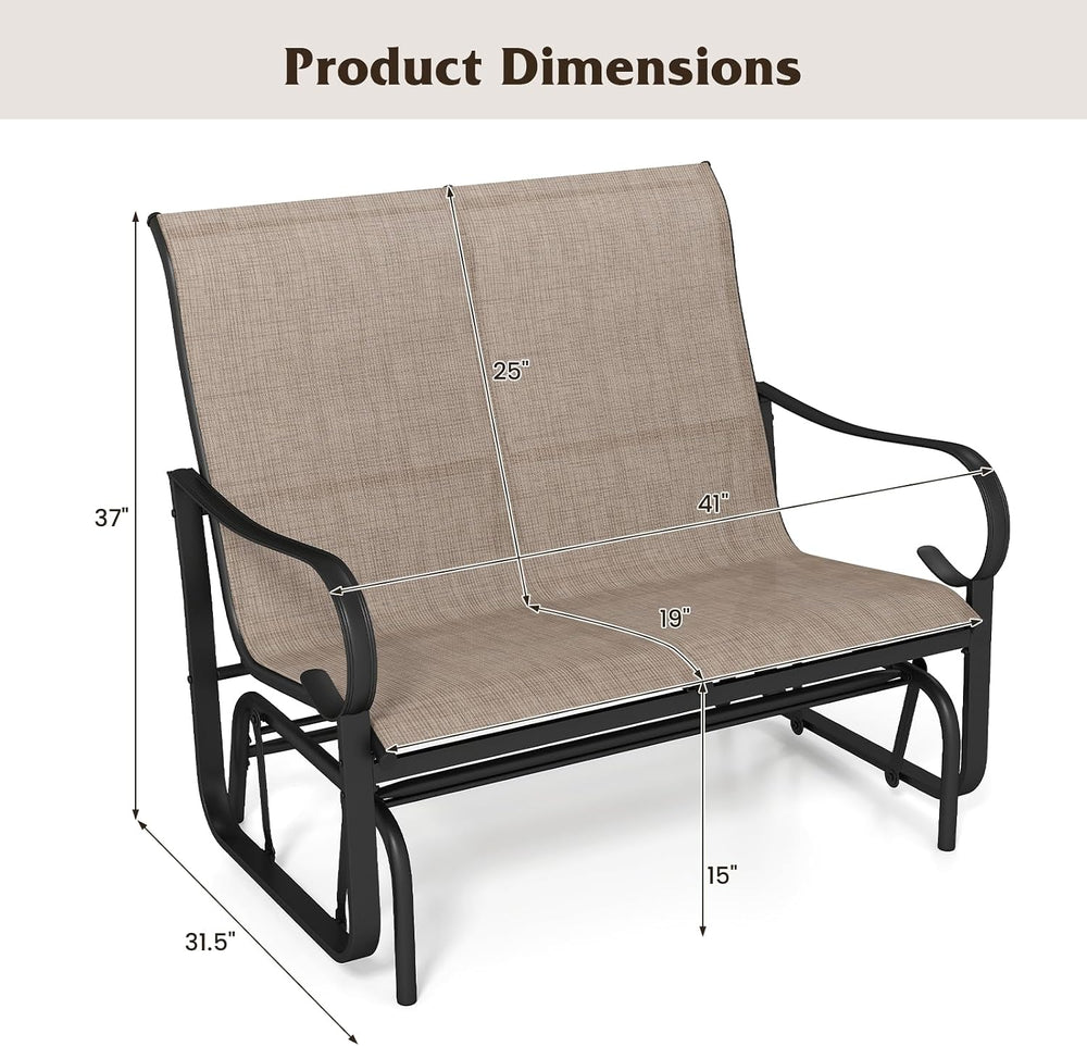 Tangkula Patio Gilder Bench, 2-Person Fabric Rocking Chair with High Backrest...