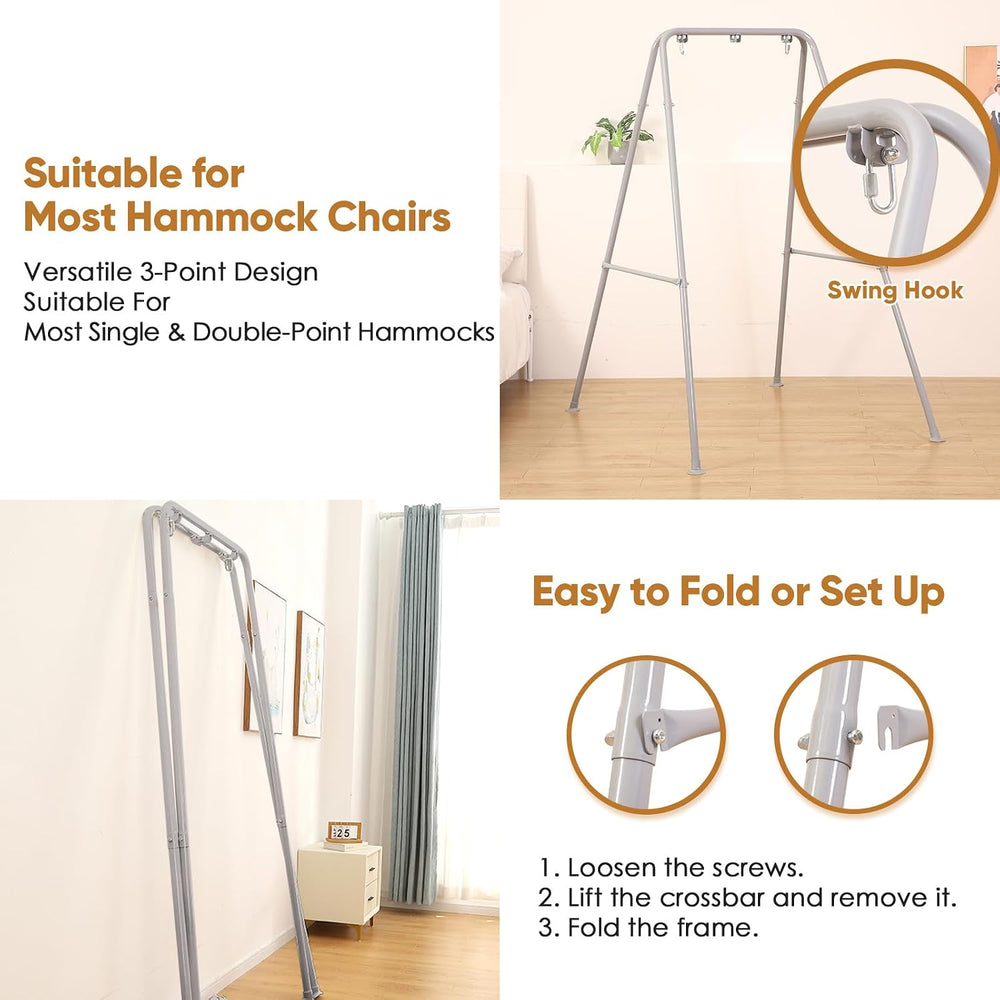 Foldable Hammock Stand, Portable Hammock Chair Stand, 300 lbs Capacity, Heavy...