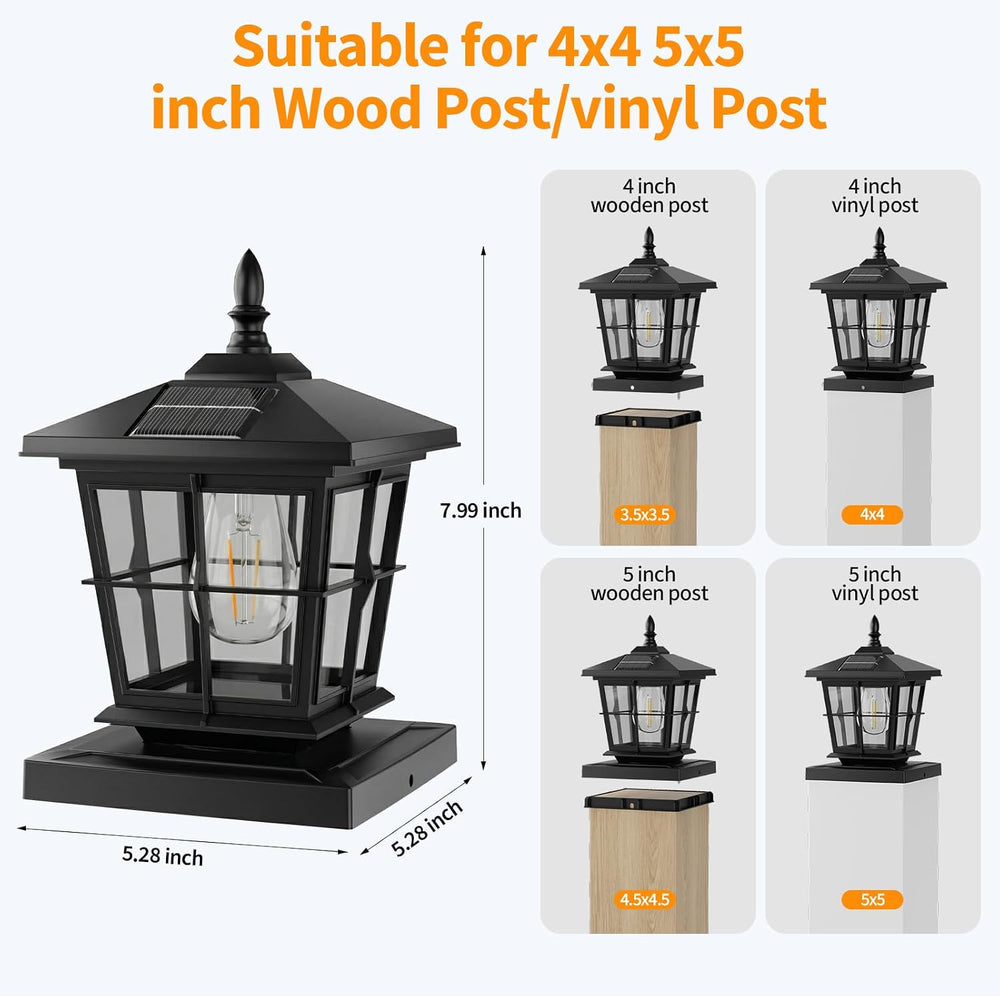 JOFIOS Solar Post Cap Light 4pack,3 Color Temps,fit 4x4/5x5 Deck Fence Post