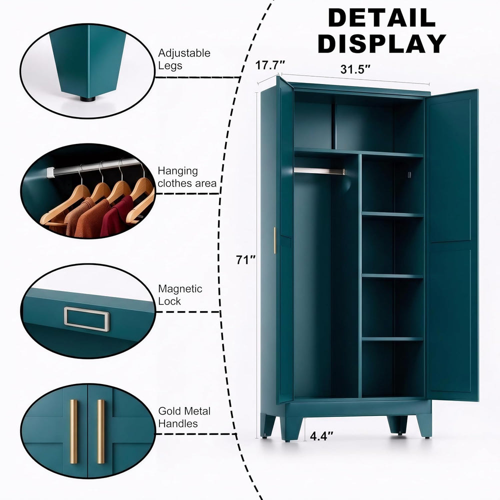 71" H Metal Garage Storage Cabinets,Broom Closet Storage Cabinet,Utility...