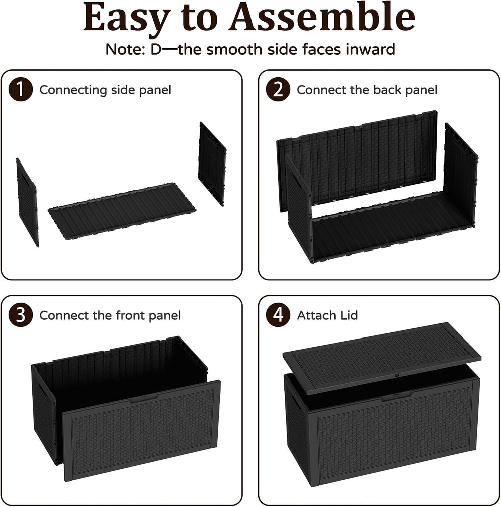 Outdoor Storage Box,200 Gallon Lockable Deck Box Waterproof,Black