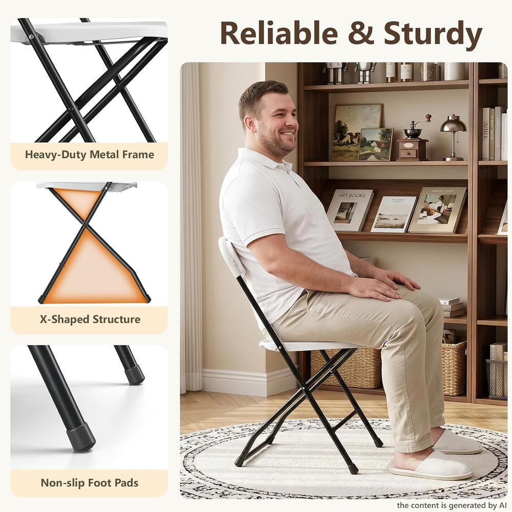 Folding Table Set with 2 Pack Folding Chairs, No Assembly Portable Event Tabl...