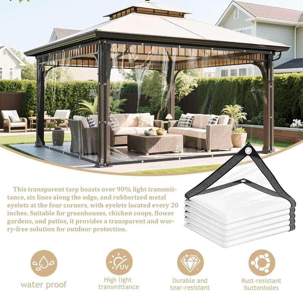 Clear Tarps Heavy Duty Waterproof, Clear Vinyl Tarp with Grommets 7x10ft