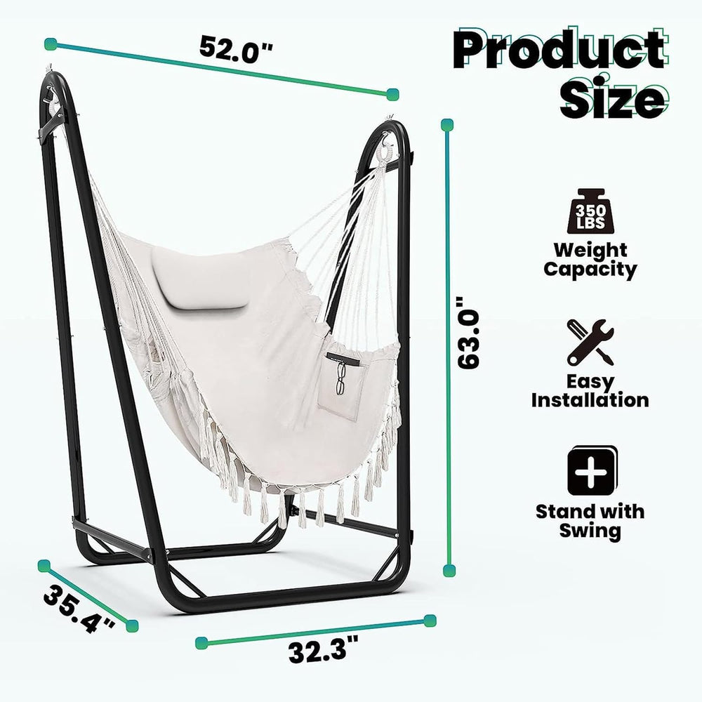 TOREVISIOR Hammock Chair with Stand, 350 lbs Swing Chair for Indoor Outdoor