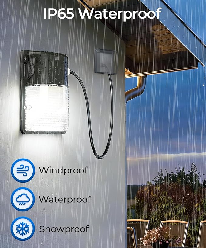 CINOTON 30W Plug in LED Wall Pack Light with Dusk to Dawn Sensor, 3600LM, 500...