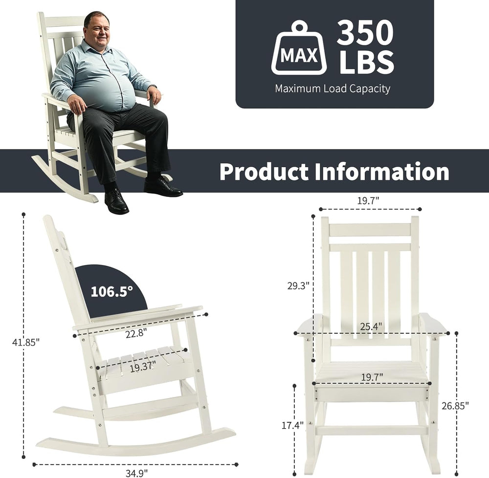 GARDENSTAR Oversized Outdoor Rocking Chair, All-Weather HDPE Patio Rocker for...