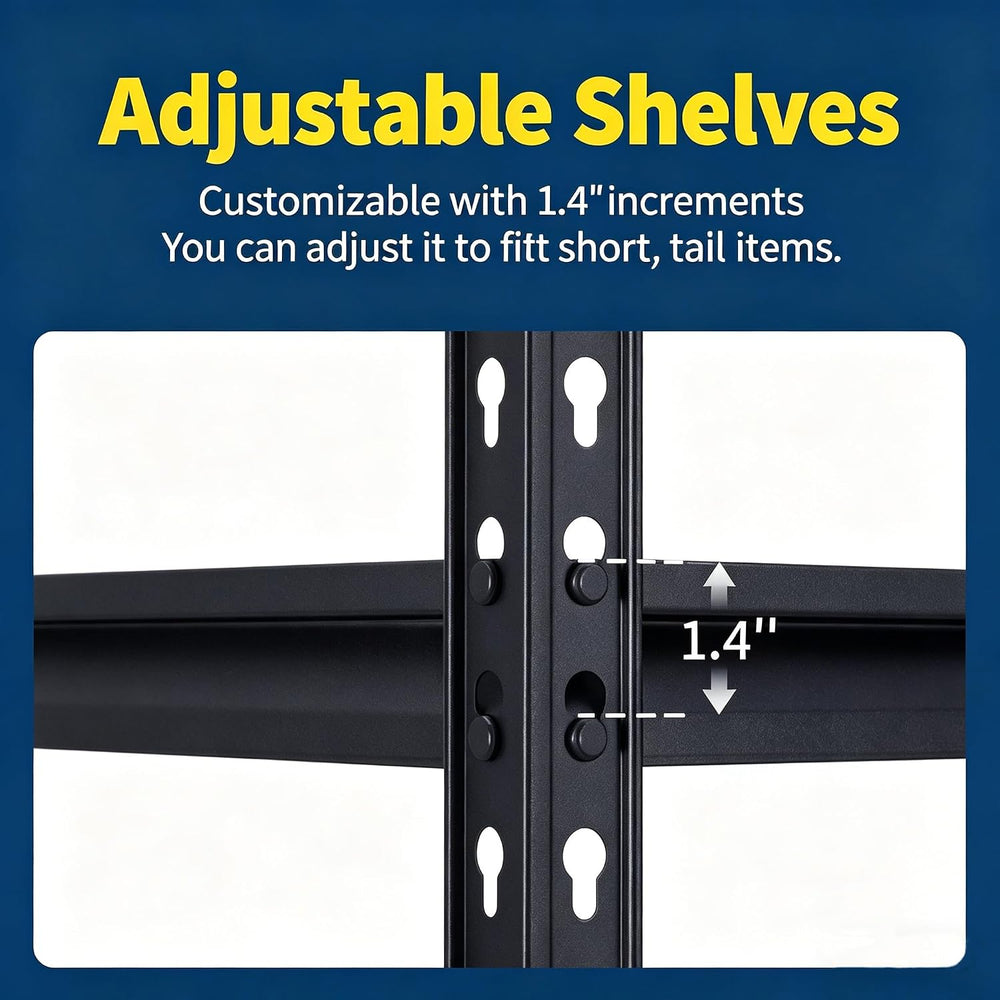 Heavy Duty Garage Storage Shelves 5-Tier Metal Adjustable Shelving Unit Stora...