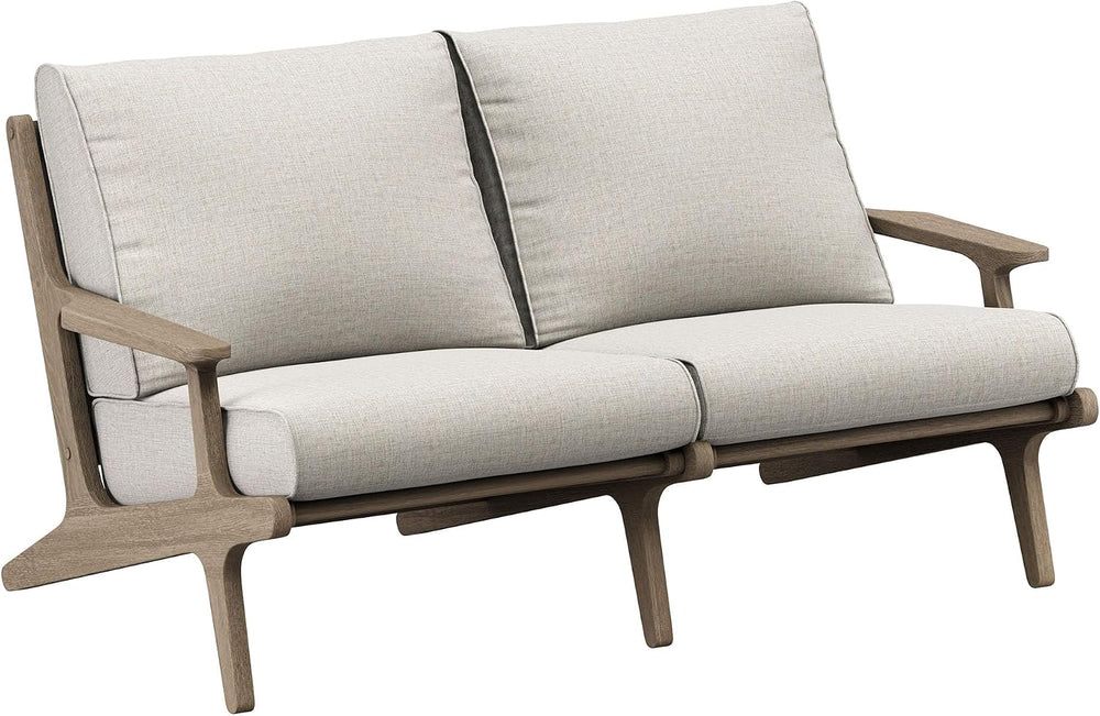 Modway Saratoga Teak Outdoor Patio Loveseat in Weathered Gray Pebble – 2 Seat...