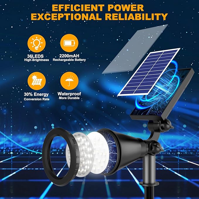 Solar Spot Lights Outdoor, Color Changing Spot Lights Outdoor 36 LEDs, Adjust...