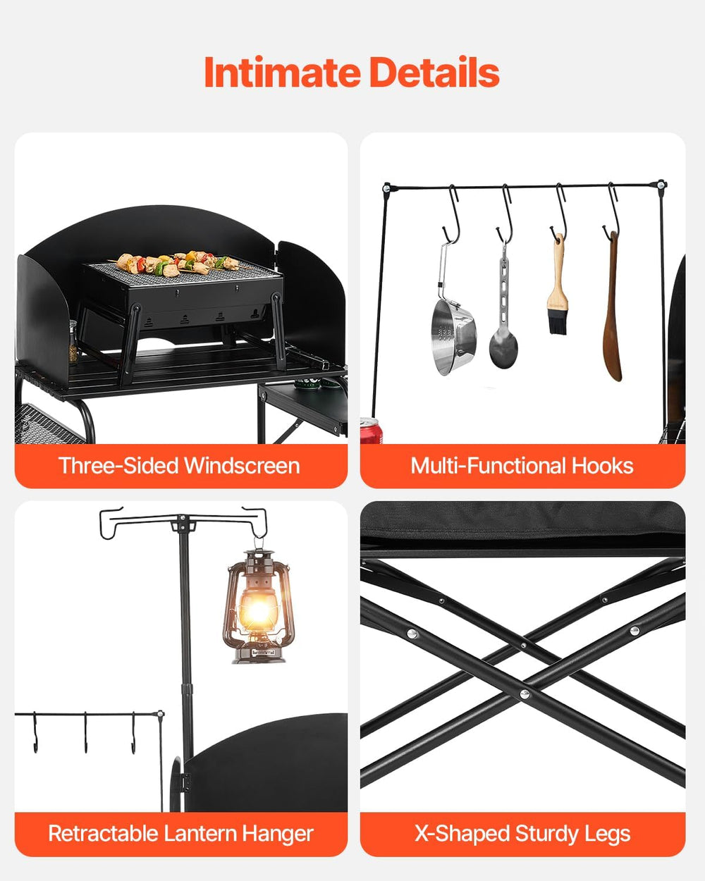 VEVOR Camping Kitchen Table, Outdoor Camp Cooking Table, Aluminum Portable Co...