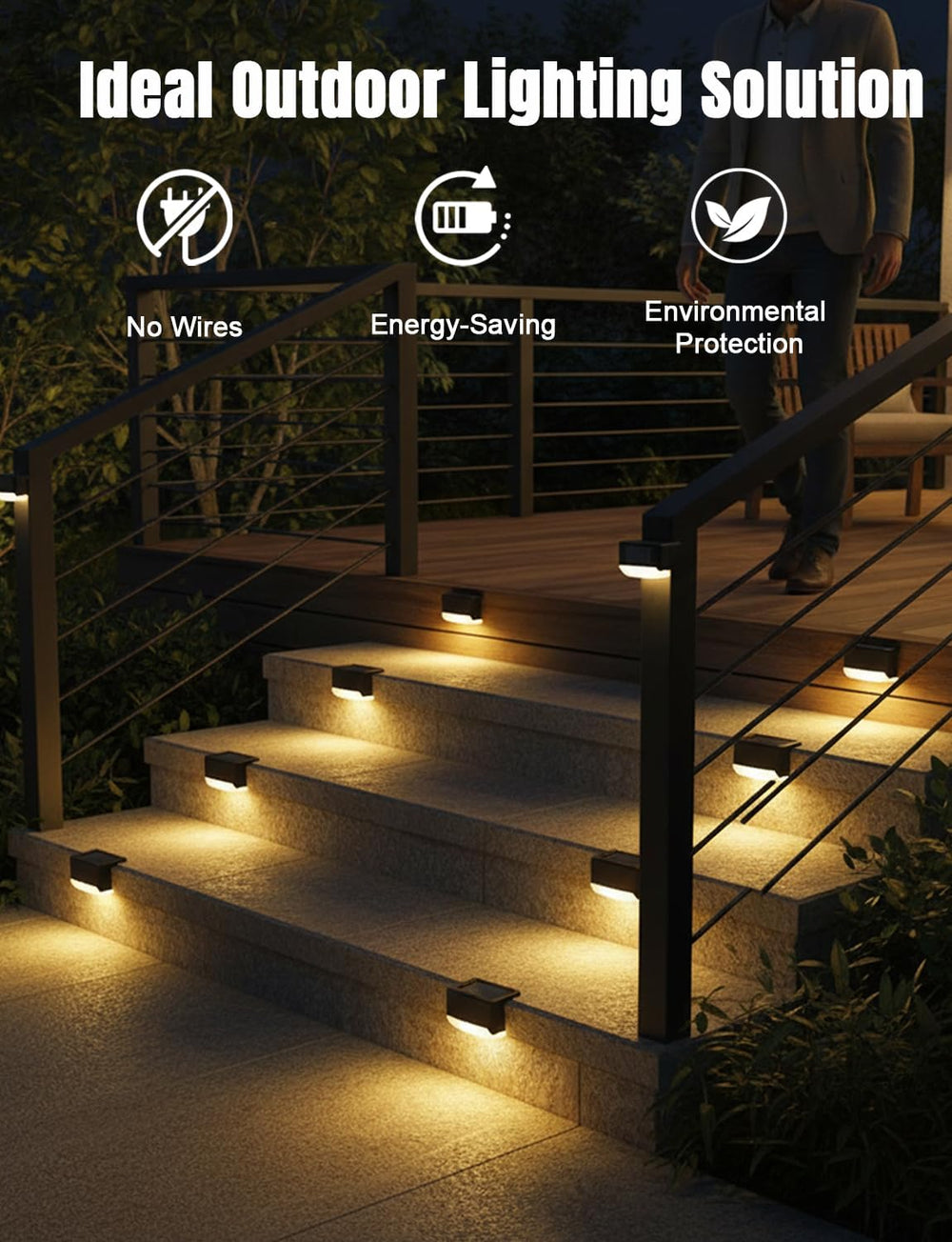 Solar Fence Lights 12 Pack, Outdoor Waterproof Solar Powered Step Lights, 300...