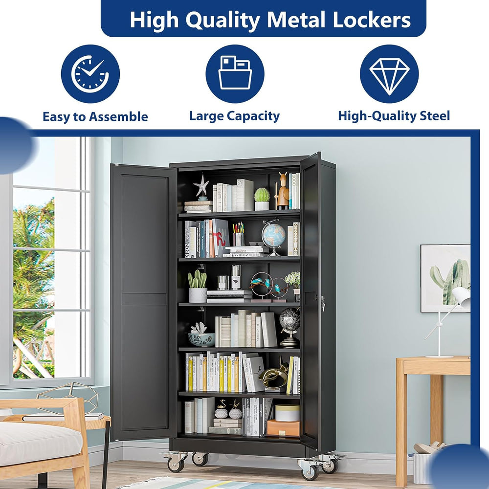 Metal Large Garage Storage Cabinet with Locking Doors and Adjustable Shelves,...