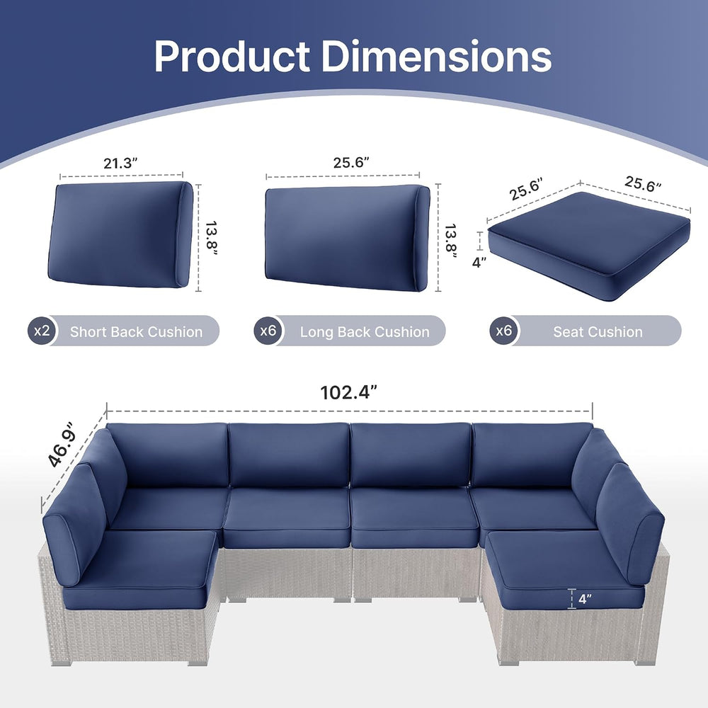SUNCOZE 14-Piece Outdoor Cushions for Patio Furniture, 25.6"x25.6" ...
