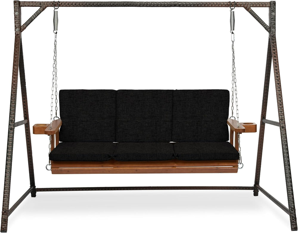 Arden Outdoor Swing Cushion Set, 2-Piece, 56x20, Black