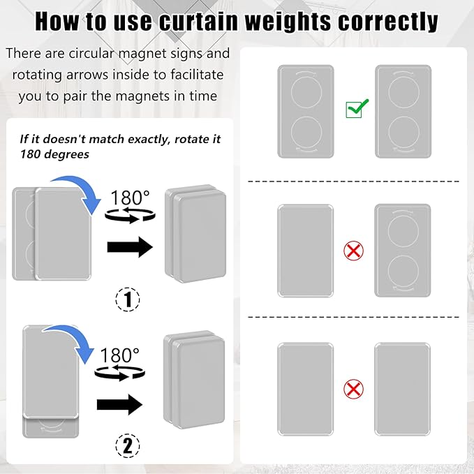 36pcs Outdoor Curtain Weights, Plastic Wrapped Magnetic Drapery Weights, Wate...