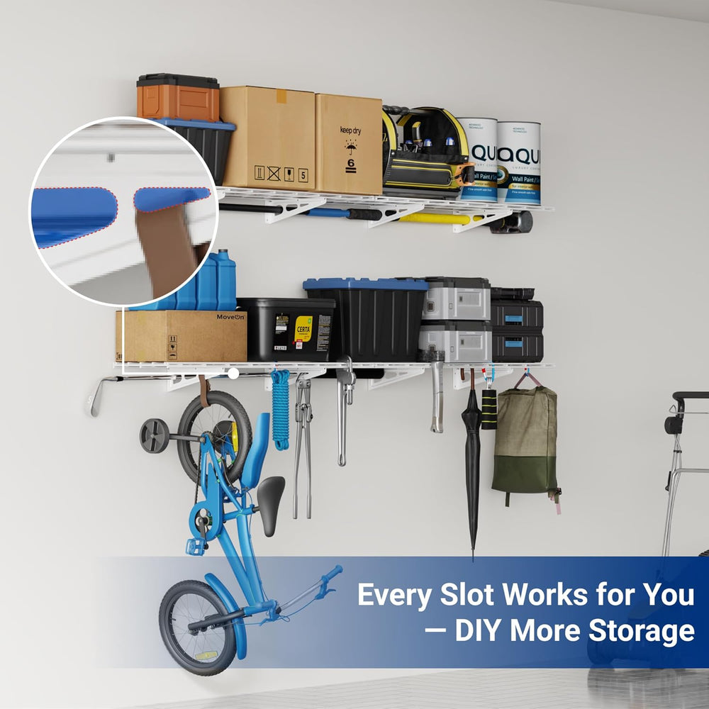 FLEXIMOUNTS 12-inch-by-72-inch Wall Shelf Garage Storage Rack Wall Mounted Fl...