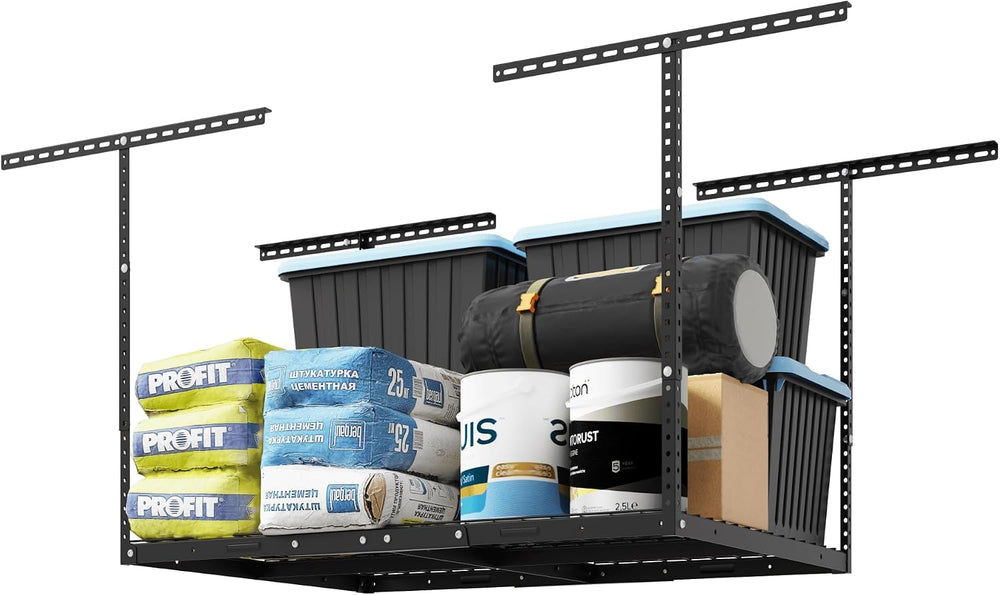 FLEXIMOUNTS 3x4 Overhead Garage Ceiling Storage Rack Organization, Black