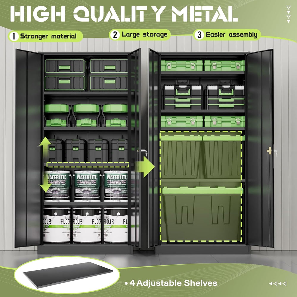Metal Garage Storage Cabinet, 72” Lockable File Cabinets with 2 Doors and 4 A...