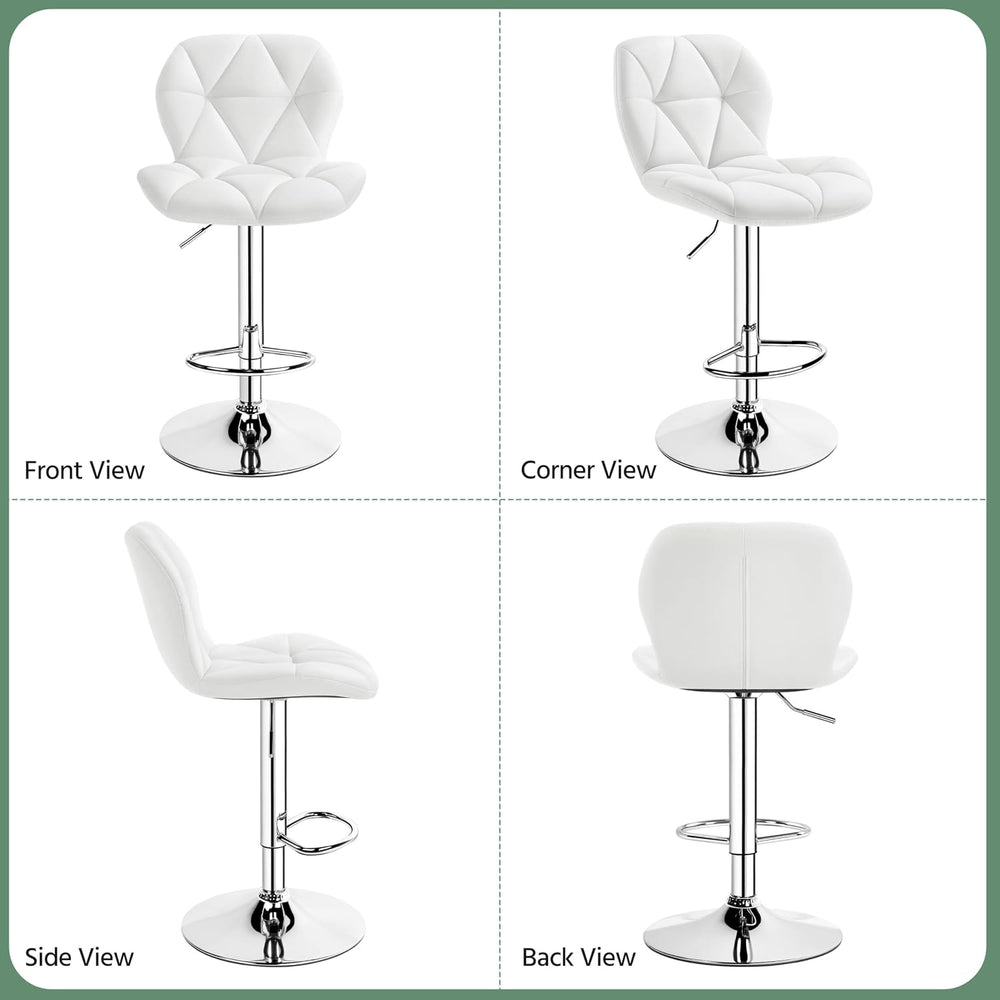 Yaheetech Bar Stools Set of 4 Adjustable Height Swivel Barstools White