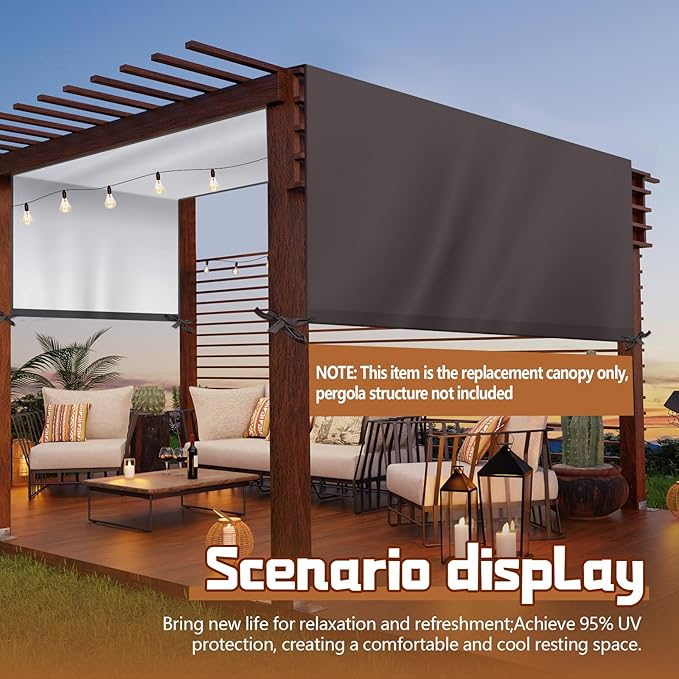 Universal Pergola Replacement Canopy Outdoor Canopy Shade Cover Waterproof Sh...
