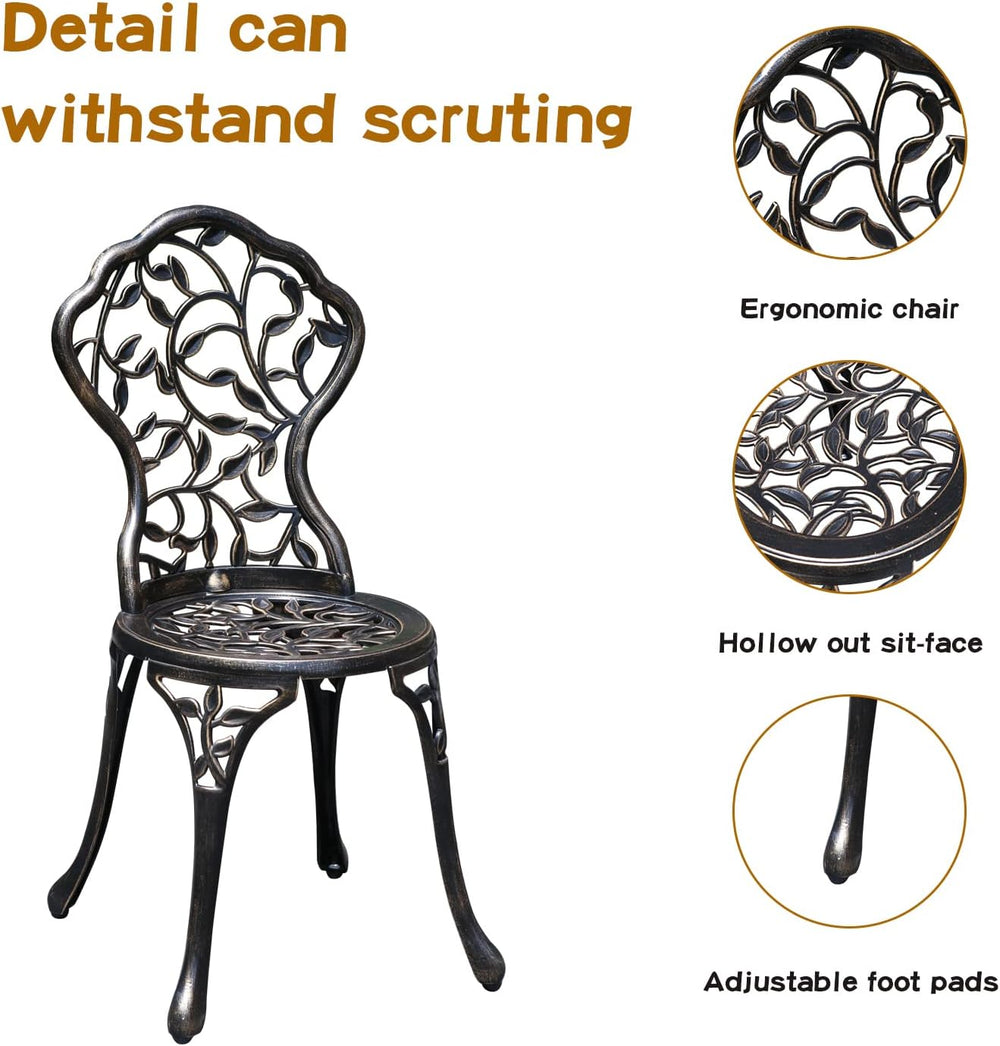 YKSY&YKSY Patio Bistro Set.Rust-Resistant Cast Aluminum Bistro Table Set ...