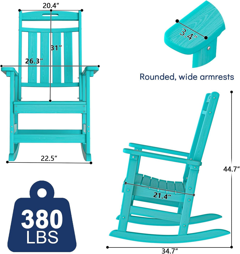 Plawdlik Outdoor Rocking Chair Set of 2, All-Weather Patio Rocker, Aruba