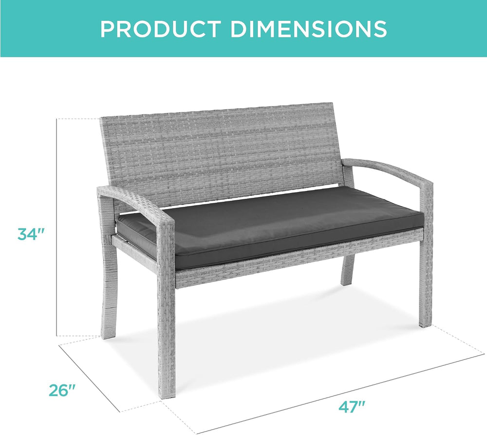 Best Choice Products Outdoor Bench 2-Person Wicker Garden Patio Benches Seati...