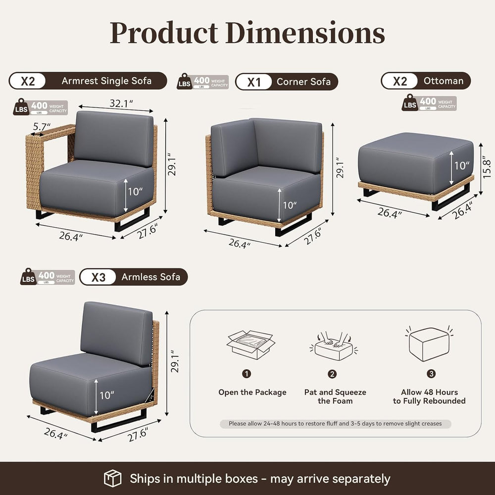 LazySunsets Patio Furniture Set with 10'' Ultra-Thick Cushions