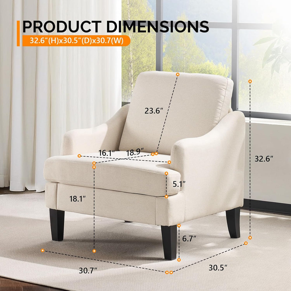 VINGLI Accent Chair, Small Cozy Upholstered Armchair, Compact Reading Chair