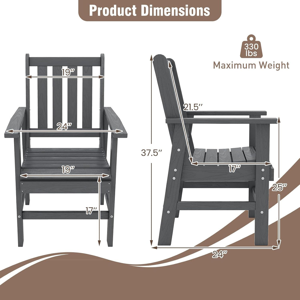 Tangkula Patio Dining Chairs Set of 2, HDPE All Weather Outdoor Chair with Wi...