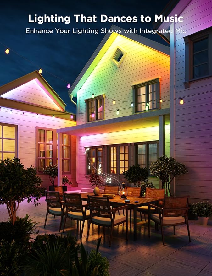 Govee Outdoor LED Strip Lights RGBIC with Warm and Cold White, 65.6ft 2.4G Wi...