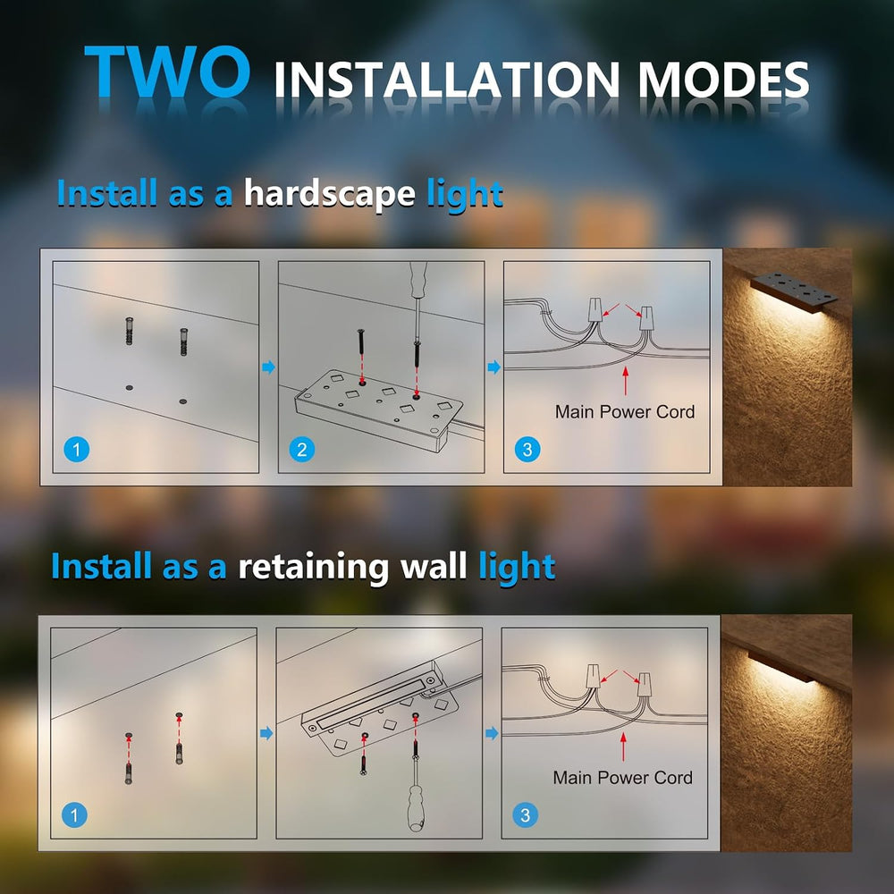 VOLISUN 7 Inch Retaining Wall Lights, 2700K Hardscape Lighting, 12 Pack | IP6...