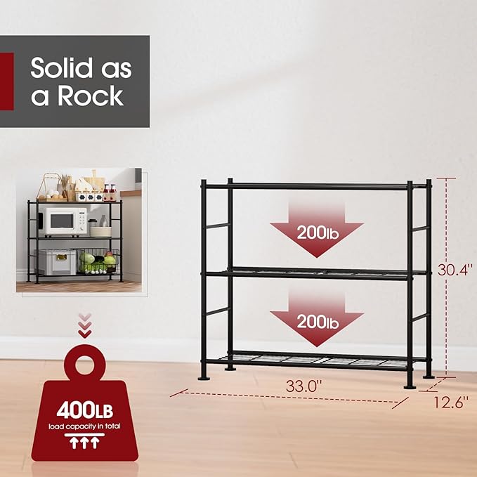 Storage Shelves - 3 Tier Shelf Organizer, Heavy Duty Garage Shelving Unit wit...