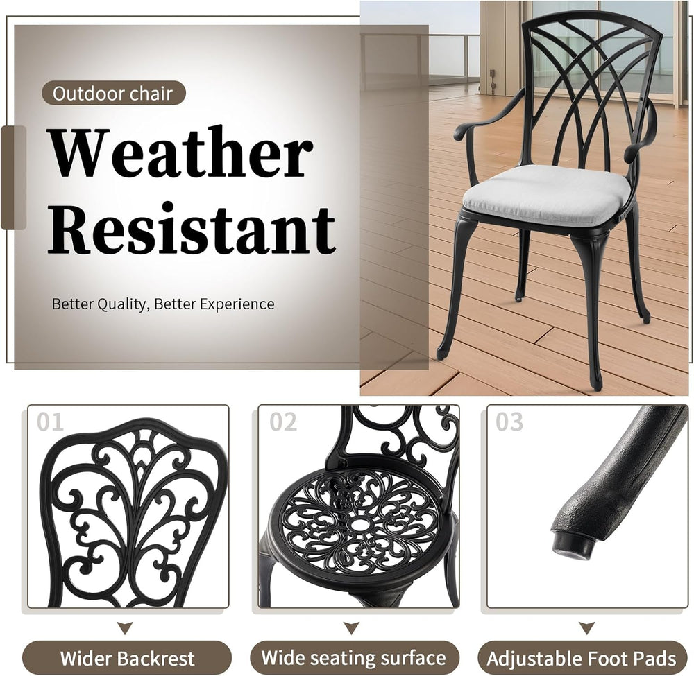 Patio Bistro Sets Cast Aluminum Bistro Table and Chairs Set of 2 with Umbrell...