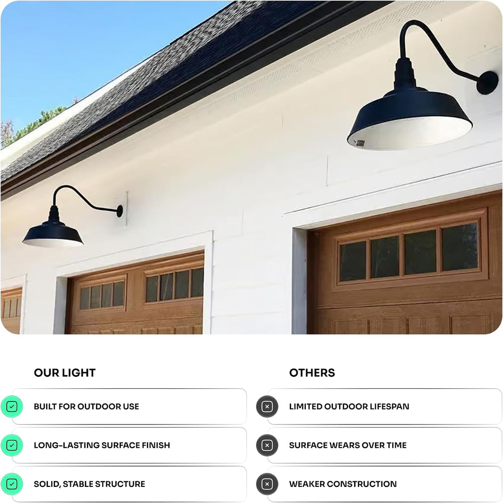 Upslope Gooseneck Large Barn Light 20" Dome | Outdoor Barn | Dark Bronze