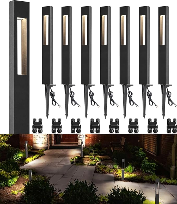 SUNVIE Low Voltage Landscape Lights 3W LED Pathway Lights Wired Aluminum Wate...