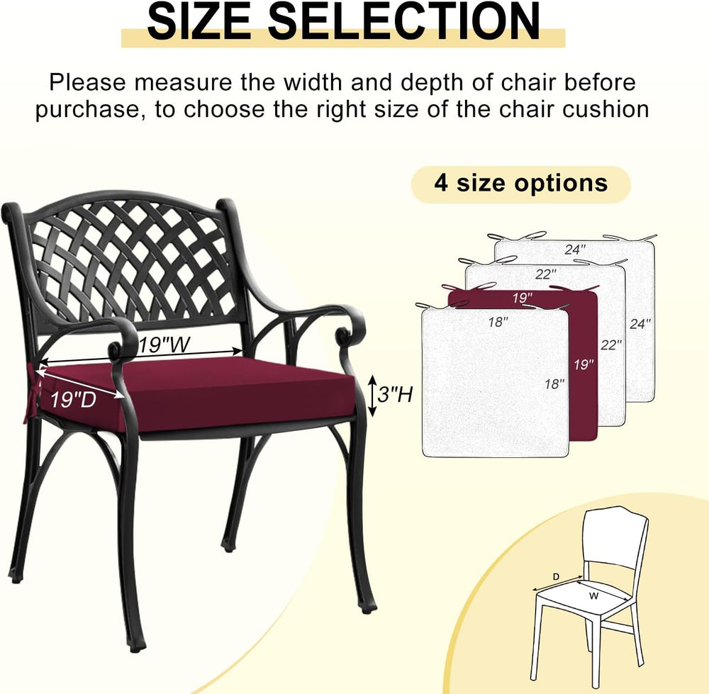 downluxe Waterproof Outdoor Chair Cushions Set of 4, 19" x 19" x 3&...