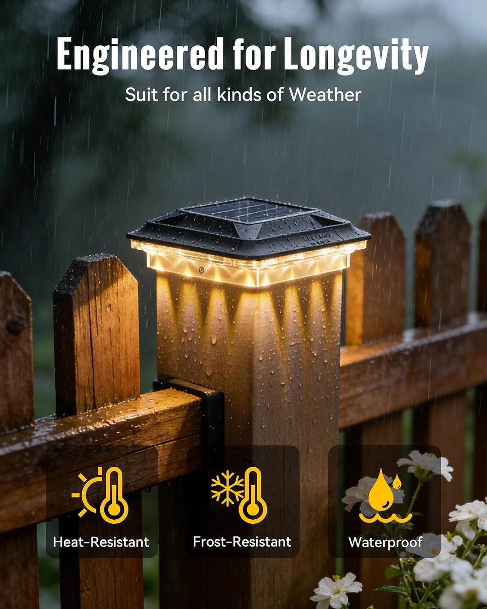 Solar Post Cap Lights for 4x4 Vinyl/ 3.5x3.5 Wood Posts, 12 Pack