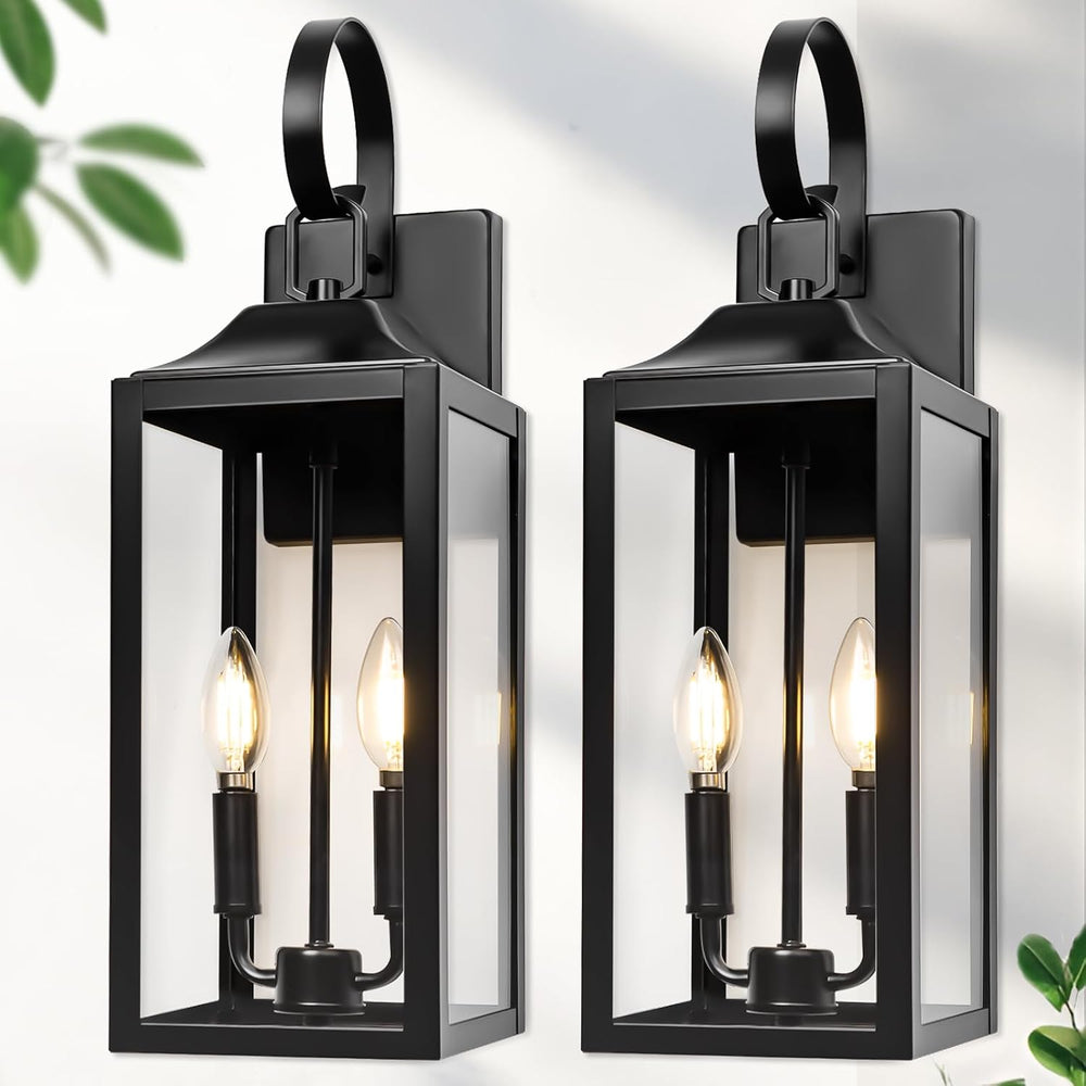 19" Large Black Outdoor Wall Lights, Waterproof Exterior Lighting Fixtures