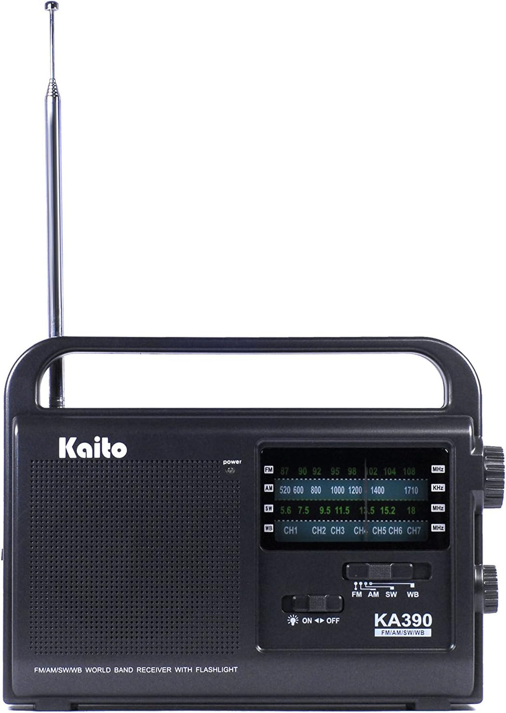 Kaito KA390 Portable AM/FM Shortwave NOAA Weather Radio with LED Flashlight, ...