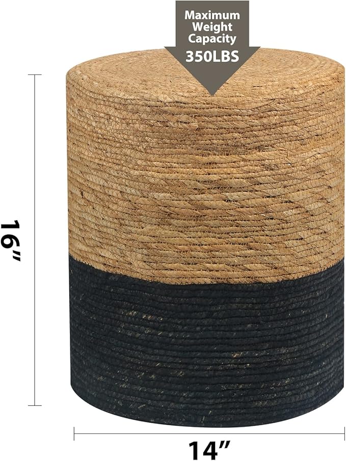 Wimarsbon Natural Seagrass Foot Stool, Hand Weaving Round Ottoman, for Living...