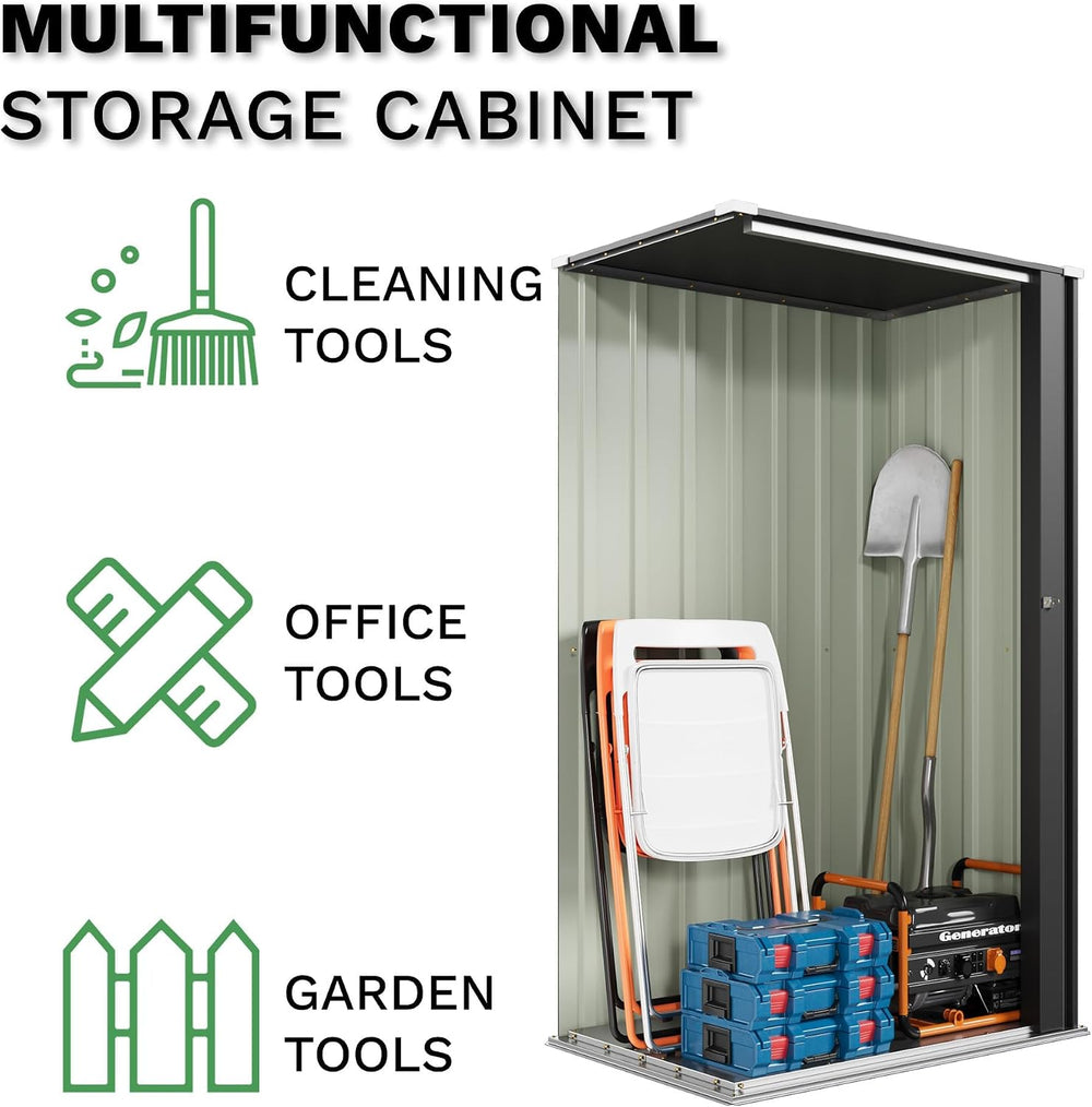 Patiowell 22 Cuft Storage Shed, Metal Vertical Storage Cabinet, Black