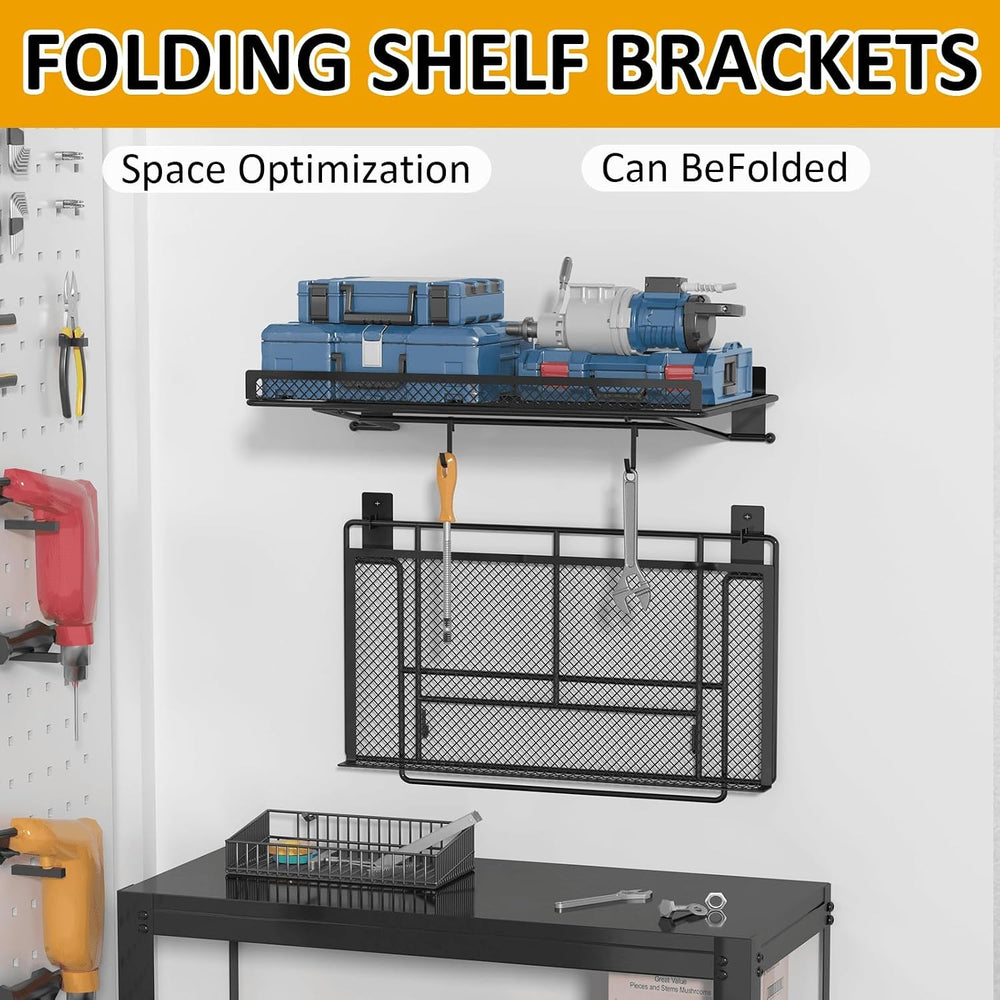 BABKAS 2 Pack Garage Wall Shelving,16.5" x 12.2" Garage Shelving Wa...
