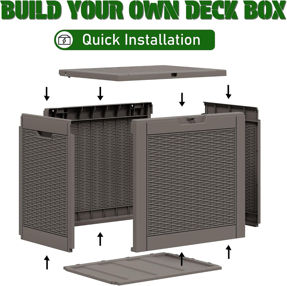 NUNU LAB Outdoor Storage Box 31 Gallon,Waterproof Indoor Outside Deck Boxes,B...