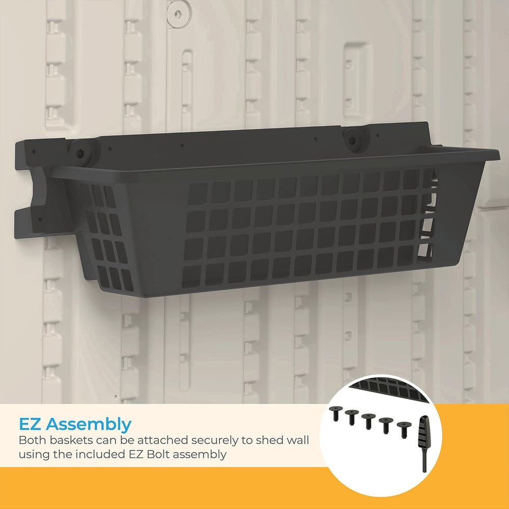 Suncast 2-Pack Accessory Baskets, Resin Organizers for Shed, Black, 25" ...