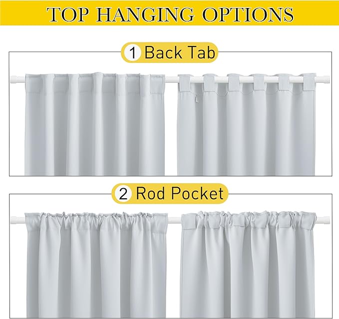 NICETOWN Blackout Outdoor Curtains for Patio Windproof 2 Panels Top & Bot...