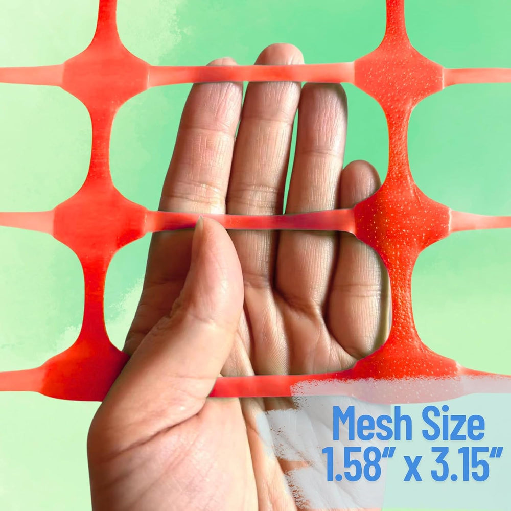 PotatoLife 23.6" x 100',Orange,Plastic Safety Fence with Stakes,Snow...